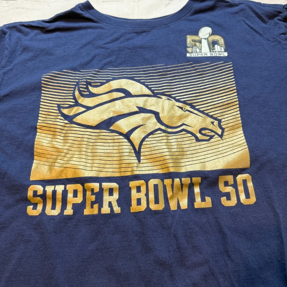 The Nike Tee Denver‎ Broncos NFL Shirt Super Bowl 50 Blue Men's Size XXL